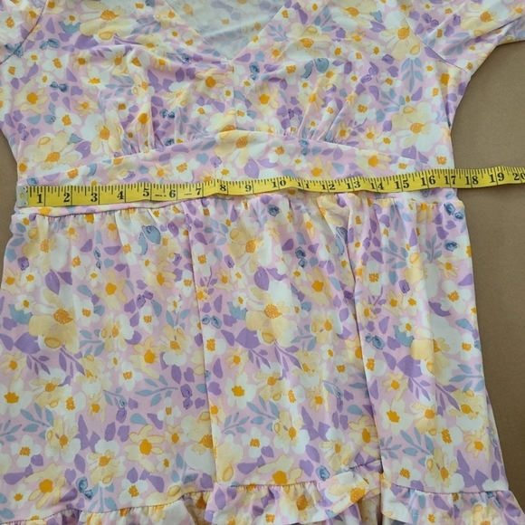 Eloquii Floral Long Bubble Sleeve V-neck Tiered Ruffle Hem Maxi Dress - Picture 6 of 7